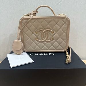 Chanel Beige Quilted Filigree Vanity Bag